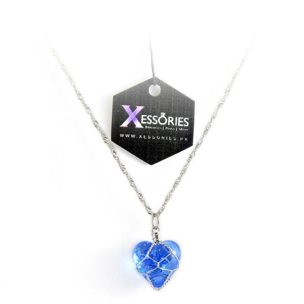 glow in the dark heart shape necklace in blue color shop online in pakistan by xessories