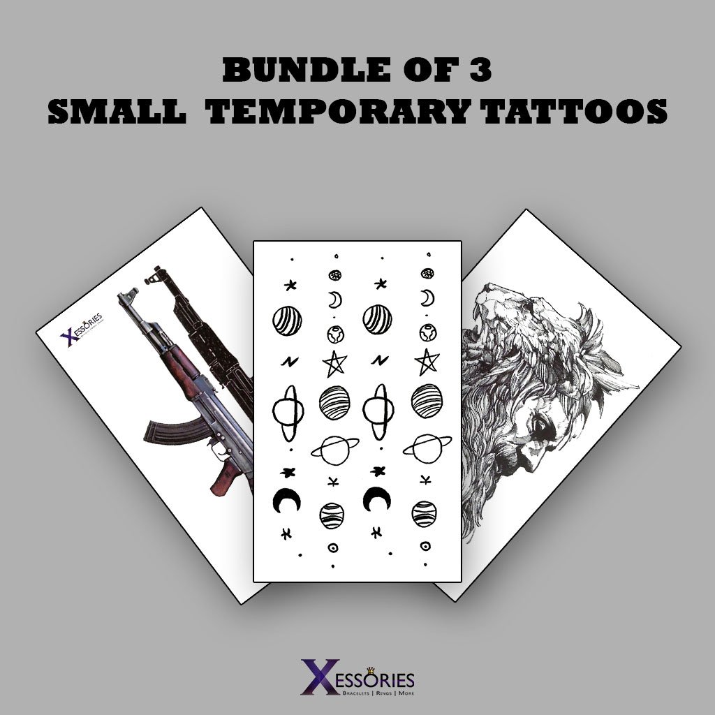 Bundle of 3 Small Temporary Tattoos Rs100 Discount Xessories